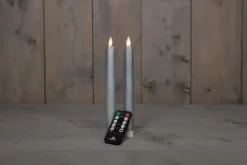 Anna's Collection LED dinerkaars flame effect rustiek 23 cm zilver 2 stuks