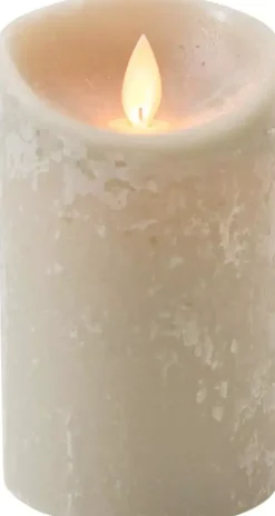 Anna's Collection LED kaars flame effect rustiek 7.5x12.5cm taupe 1 stuks