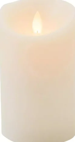 Anna's Collection LED kaars flame effect rustiek 7.5x12.5cm ivoor 1 stuks