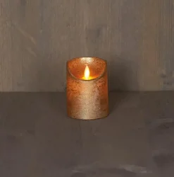 Anna's Collection LED kaars flame effect rustiek 7.5x10cm goud 1 stuks