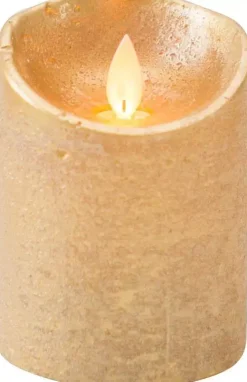 Anna's Collection LED kaars flame effect rustiek 7.5x10cm goud 1 stuks