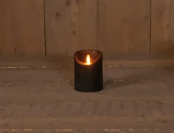 Anna's Collection LED kaars flame effect rustiek 7.5x10cm zwart 1 stuks