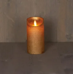 Anna's Collection LED kaars flame effect rustiek 7.5x15cm goud 1 stuks