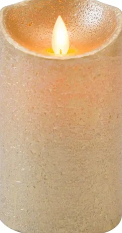Anna's Collection LED kaars flame effect rustiek 7.5x12.5cm goud 1 stuks