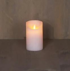 Anna's Collection LED kaars flame effect rustiek 7.5x12.5cm wit 1 stuks
