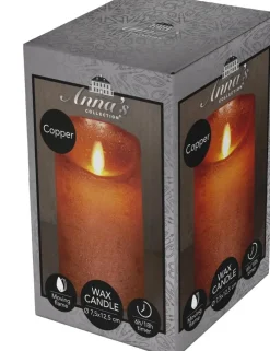 Anna's Collection LED kaars flame effect rustiek 7.5x12.5cm koper 1 stuks
