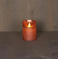 Anna's Collection LED kaars flame effect rustiek 7.5x10cm koper 1 stuks