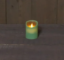 Anna's Collection LED kaars flame effect rustiek 7.5x10cm jade groen 1 stuks