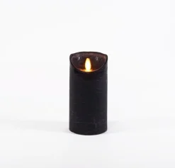 Anna's Collection LED kaars flame effect rustiek 7.5x15cm zwart 1 stuks