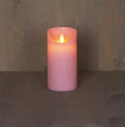 Anna's Collection LED kaars flame effect rustiek 7.5x15cm lichtroze 1 stuks