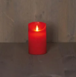 Anna's Collection LED kaars flame effect rustiek 7.5x12.5cm rood 1 stuks