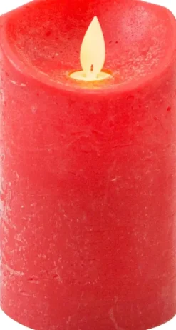 Anna's Collection LED kaars flame effect rustiek 7.5x12.5cm rood 1 stuks