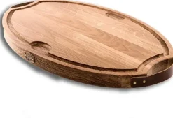 Baas Boards snijplank ovaal XL 49x40x4cm met voetjes en handvatten
