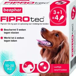 Beaphar FIPROtec® Spot-On hond 10-20kg 4 pipetten