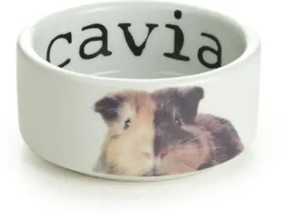 Beeztees caviavoerbak Snapshot keramiek 200ml d10h4cm wit