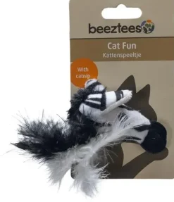 Beeztees kattenspeelgoed Jungle zebra Sazu pluche 16x8x5cm zwart/wit