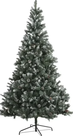 Black Box Trees Pinyon kerstboom besneeuwd met dennenappels blauwgroen 155cm