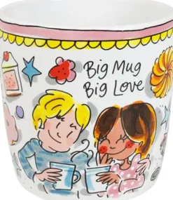 Blond Amsterdam cappuccino mok aardewerk big love 10x10.5cm multi