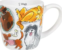 Blond Amsterdam cappuccino mok aardewerk dog love 10x10.5cm multi