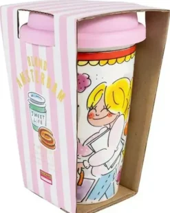 Blond Amsterdam coffee to go beker aardewerk sweet life 9x14cm multi