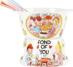 Blond Amsterdam fondueset aardewerk even bijkletsen 30x30cm multi