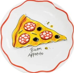 Blond Amsterdam gebaksbordje aardewerk pizza buon appetito 18x1.5cm multi