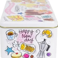 Blond Amsterdam koekblik rvs happy 20x11x7cm multi