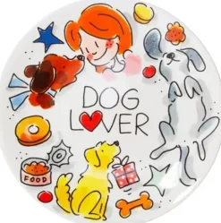 Blond Amsterdam petit four bordje aardewerk dog lover 12x1.5cm multi