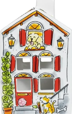 Blond Amsterdam theelichthouder aardewerk dog 8.5x8.5x14.5cm multi