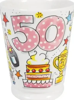Blond Amsterdam xl mok aardewerk cheers to 50 years 10x12.5cm multi