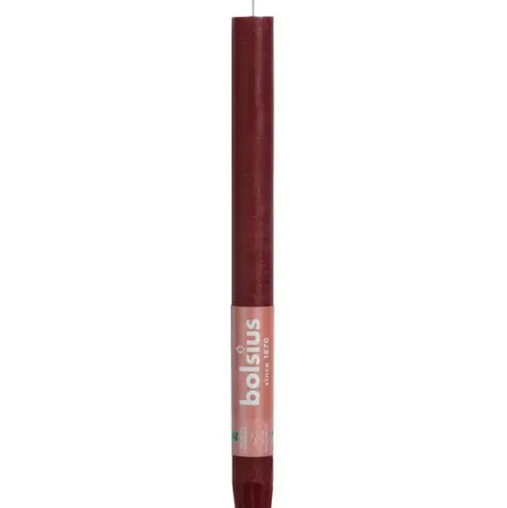 Bolsius dinerkaars rustiek shine 27cm velvet red