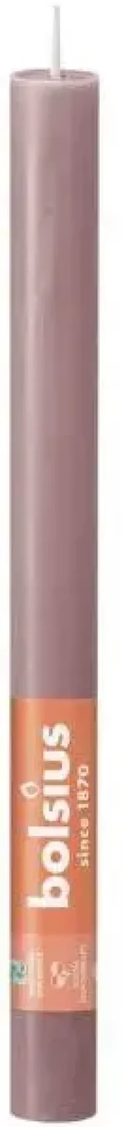 Bolsius dinerkaars rustiek shine 27cm ash rose