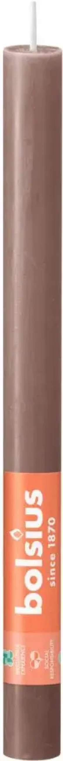 Bolsius dinerkaars rustiek shine 27cm rustic taupe