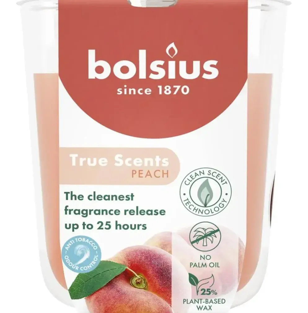 Bolsius geurglas small true scents peach