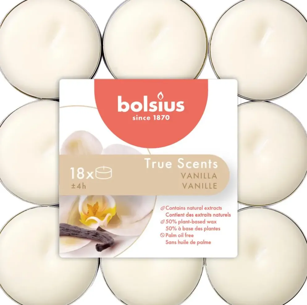 Bolsius geurtheelicht true scents vanilla 18 stuks