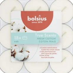Bolsius geurtheelicht true scents fresh cotton 18 stuks