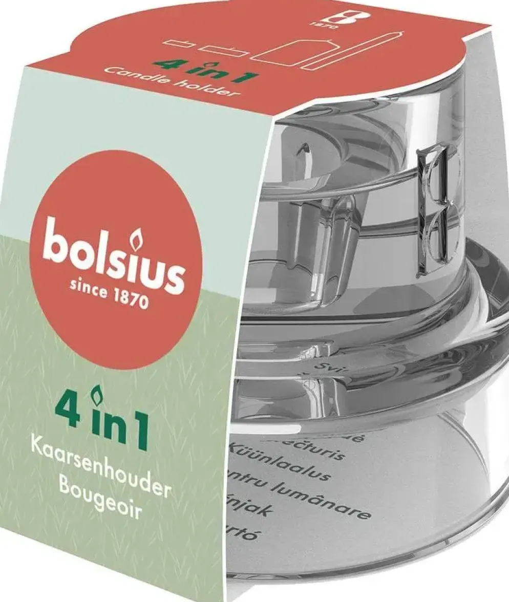 Bolsius kandelaar 4 in 1 rond glas 8.4x6.9cm transparant