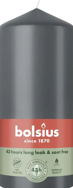 Bolsius stompkaars essentials 6.8x13cm stormy grey