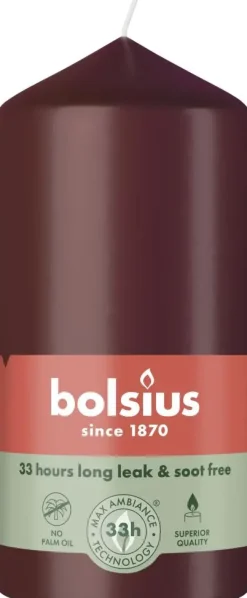 Bolsius stompkaars essentials 5.8x12cm velvet red