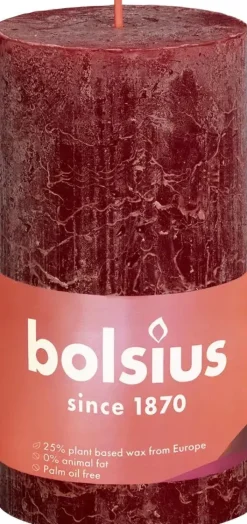 Bolsius stompkaars rustiek shine 6.8x13cm velvet red
