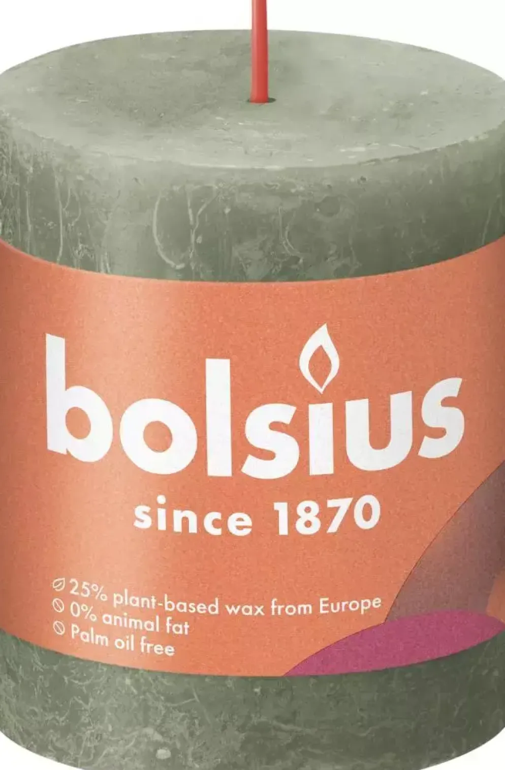 Bolsius stompkaars rustiek shine 6.8x8cm fresh olive
