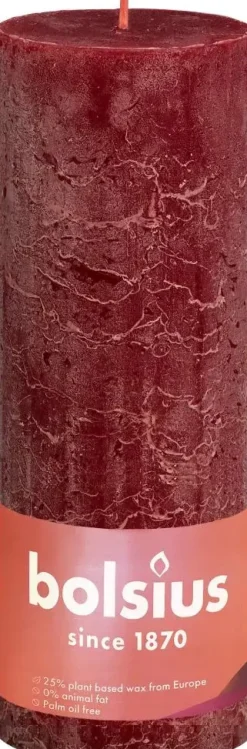 Bolsius stompkaars rustiek shine 6.8x19cm velvet red