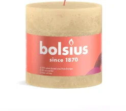 Bolsius stompkaars rustiek shine 10x10cm oat beige
