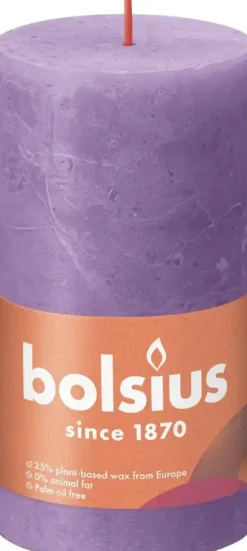 Bolsius stompkaars rustiek shine 6.8x13cm vibrant violet