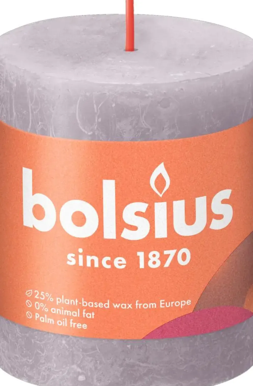 Bolsius stompkaars rustiek shine 6.8x8cm frosted lavender