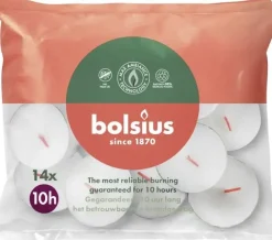 Bolsius theelicht zak 10 uur wit 14 stuks