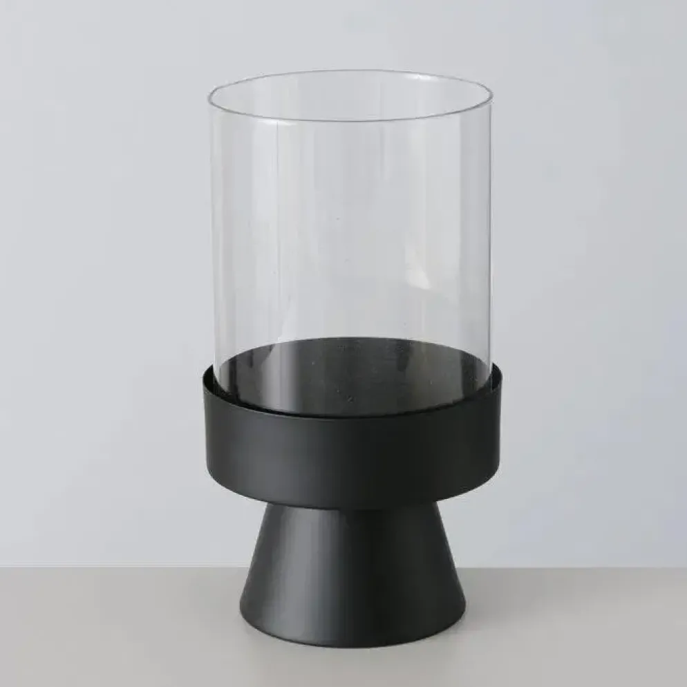 Boltze Home lantaarn ijzer pallas 16x28cm transparant, zwart
