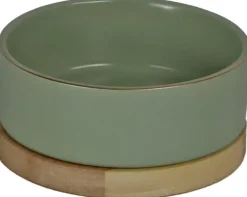Boon eetbak keramiek/hout 13cm zee groen
