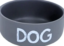 Boon eetbak steen hond 12cm mat grijs