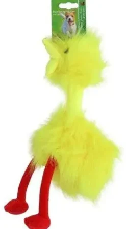 Boon Fluffy Bird hondenspeeltje geel & rood 35cm